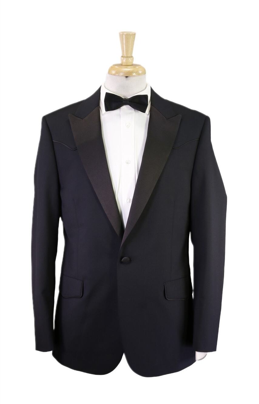 Michael Kors Black Slim Fit Peak Lapel Western Tuxedo Formal Wedding Suit 40R